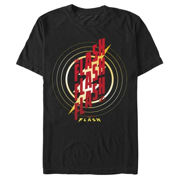 Men's The Flash Triple Red Logo  Graphic Tee Black Large