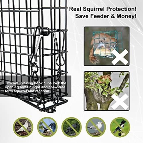 Suet Feeder Suet Bird Feeders for Outside Hanging,Squirrel Proof Suet Cakes Bird Feeder for Wild Birds,Metal Brown(Pack of 2)