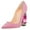Pink Suede, variant on FSJ Women Fashion Crystal Thick High Heel with Rhinestones Slip On Pointed Toe Studded Rivets Pumps Bridal Party Wedding Dress Shoes Size 8 Orange