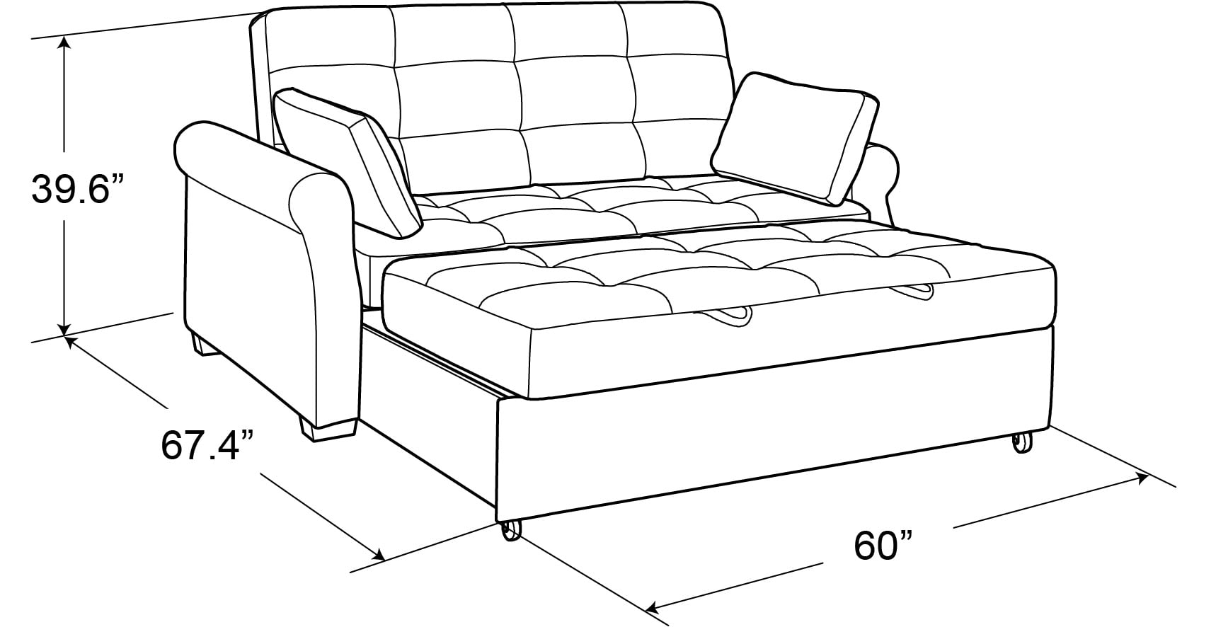 Serta Haiden Convertible Sofa, Lounger And Queen Bed, Gray Fabric ...