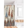 thumbnail image 2 of Christmas Stall Shower Curtain, Gnomes with Plaid Hats Print Whimsical Xmas Elves Santa''s Helpers, Fabric Bathroom Decor Set with Hooks, 36" W x 72" L, Blue Brown Burnt Sienna, 2 of 2