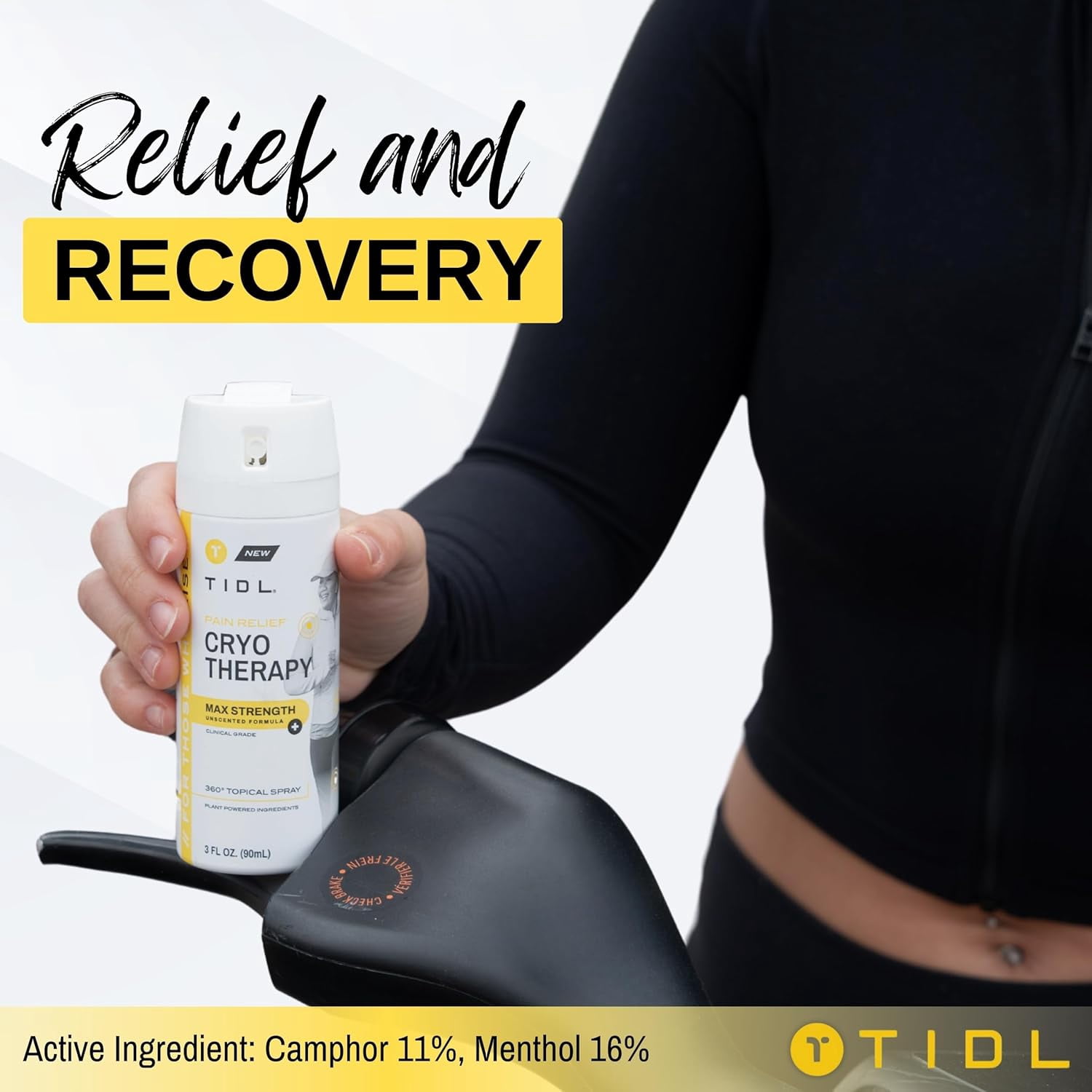 TIDL Max Strength Cryotherapy Menthol & Camphor Pain Relief Spray for Body Aches & Pains, 3 fl oz