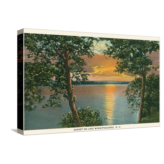 Art.com Sunset on Lake Winnipesaukee, New Hampshire Stretched Canvas Print Wall Art, 18" x 12"
