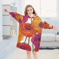thumbnail image 5 of FORMRS Wearable Blanket Hoodie with Sleeves for Kids Cozy Flannel Sweatshirt, Purple Hand Drawn Floral, 5 of 7