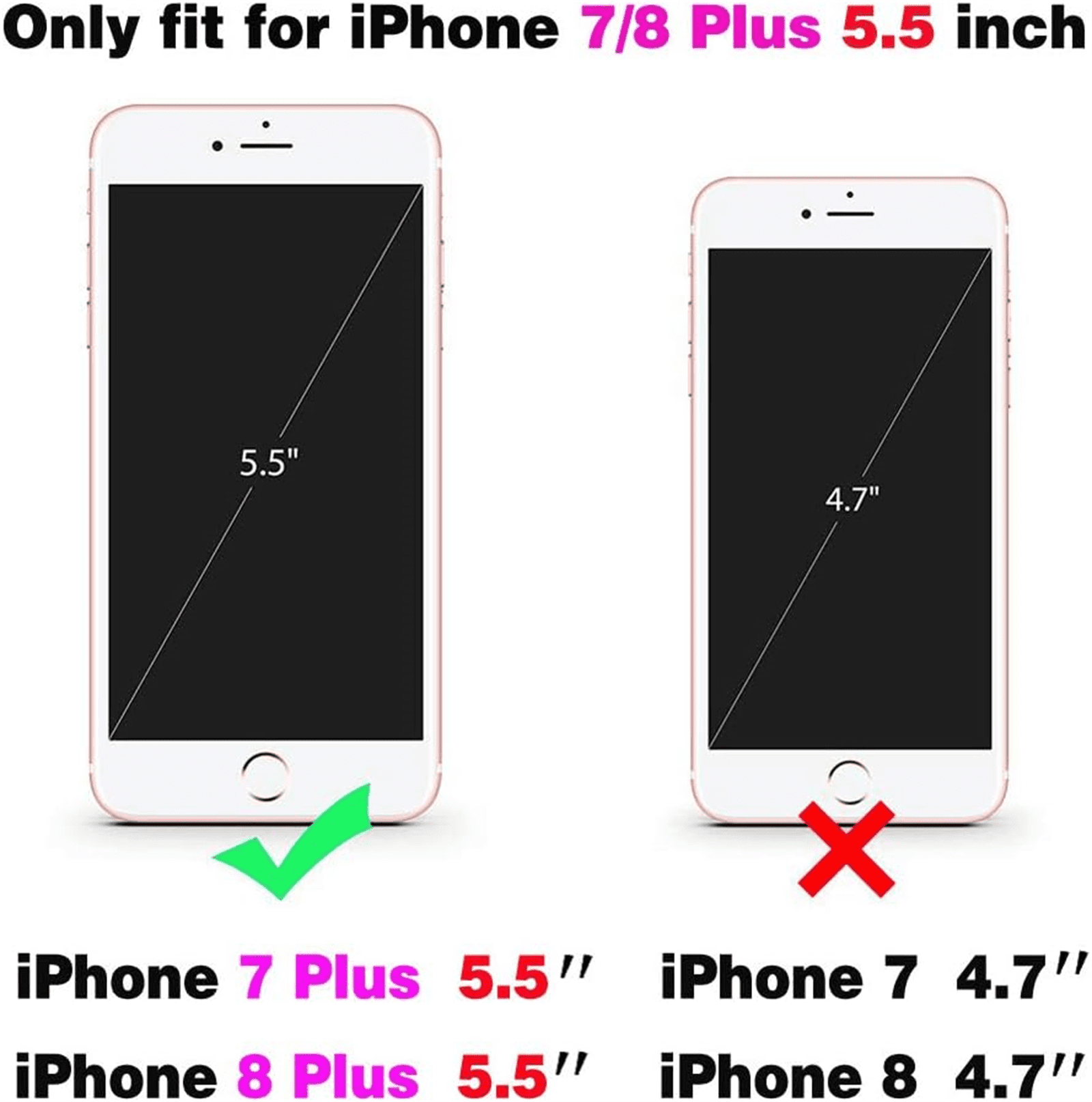 Asuwish Wallet RFID Blocking PU Leather Cell Phone Case with Tempered Glass Screen Protector, Wrist Strap for iPhone 7 Plus/8 Plus, Rose Gold