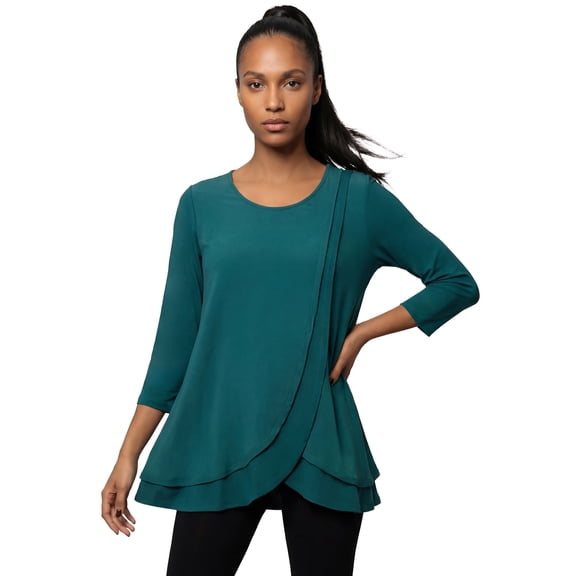 Jessica London Women's Plus Size Double-Layer High-Low Tunic