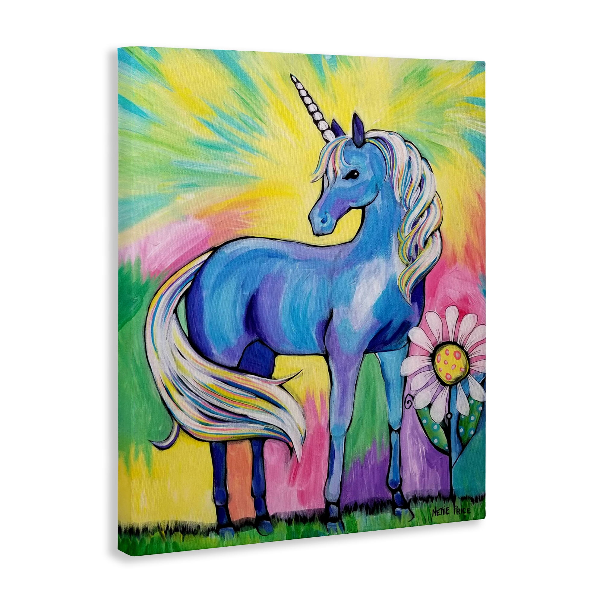 Stupell Industries Magical Unicorn in Rainbow Meadow Canvas Wall Art, design by Nettie Price