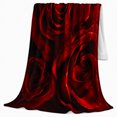 thumbnail image 2 of Red Roses Cluster with Black Shadow Petals, Romantic Gothic Floral Motif for Flower Lovers, Valentine's Day Gift, Soft Flannel Blanket for Bedroom and Guest Room, Elegant Home Decor, 2 of 9