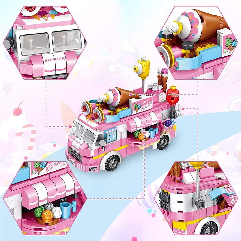 VONKY 12 in 1 Ice Cream Truck Building Blocks Set Building Bricks Construction Toy Gifts for Kids