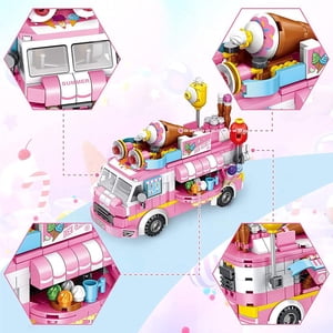 VONKY 12 in 1 Ice Cream Truck Building Blocks Set Building Bricks Construction Toy Gifts for Kids
