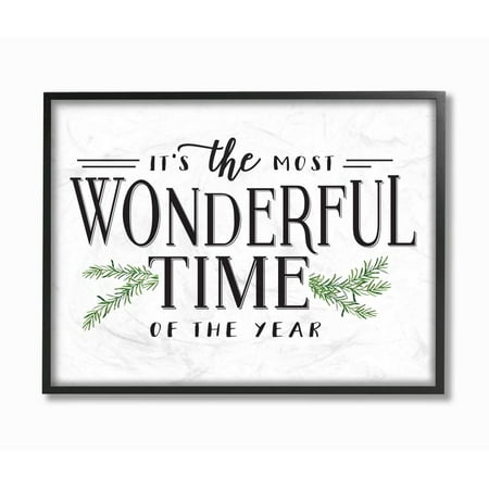 Words For Wall Art Stupell Industries Most Wonderful Time Christmas Holiday Word DesignFramed Wall Art By Artist Lettered and Lined ()