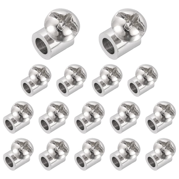 Uxcell 16 Pcs Wire Rope Cable Clamp, 6 x 6mm Copper Single Hole Wire Rope Clips Adjustable Lock Crimping Loop Sleeve Stop for 3.5mm Dia Cable, Silver