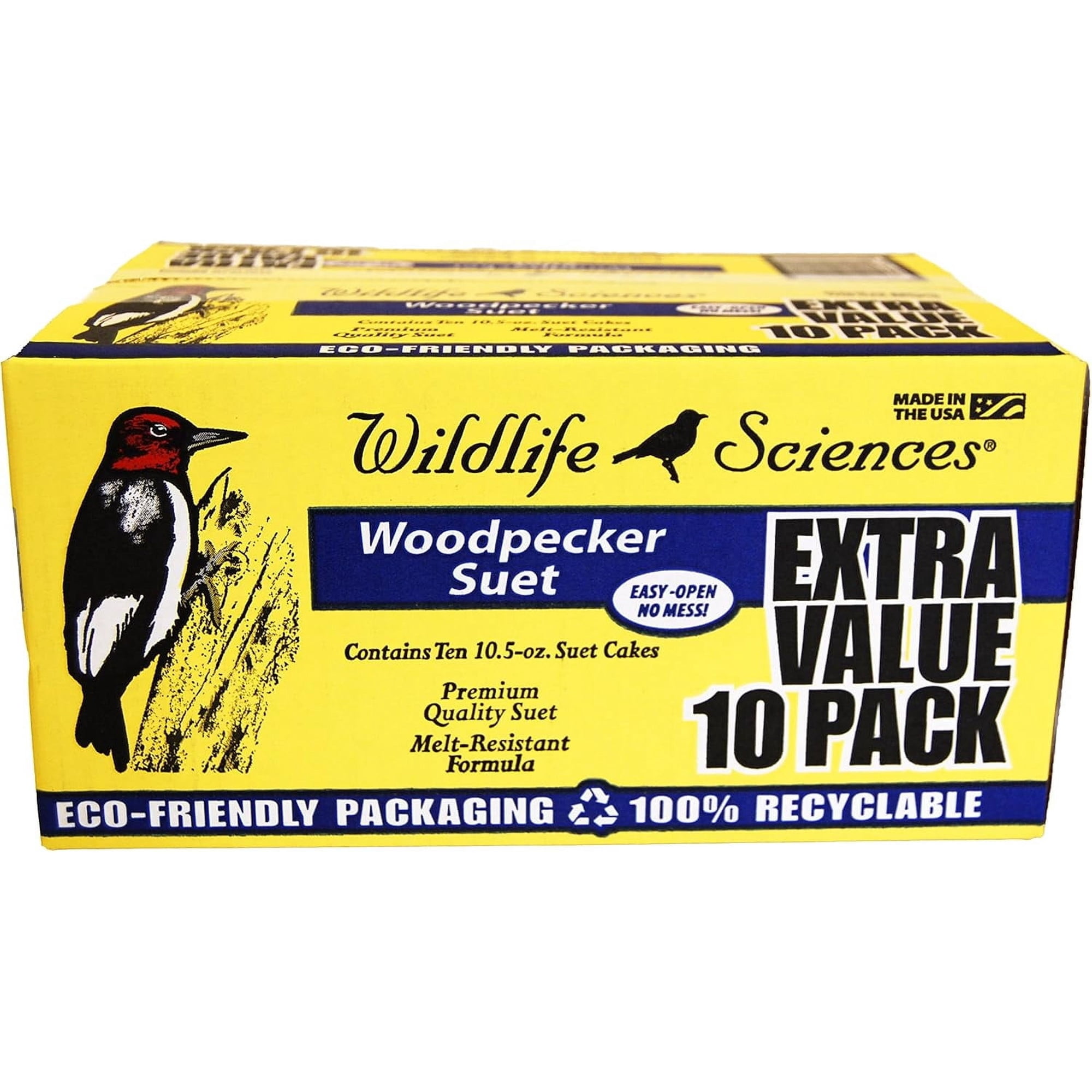 Wildlife Sciences 10 Pack of Woodpecker Suet Cakes | 10 Pack of Suet Cakes for Wild Birds