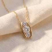 Pompeii 1/2ct Three Stone 3 Diamond Pendant 14K Yellow Gold (H,I1-I2)