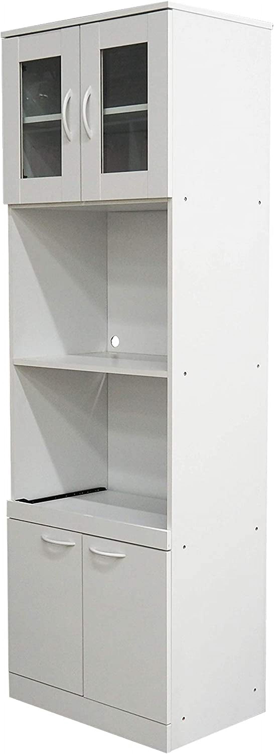 Danbury Tall Kitchen Pantry, Microwave Storage Cabinet, White, 23" W x 15" D x 70" H