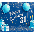thumbnail image 4 of Blue Themed 31st Birthday Banner with Balloons Cake and Gift Background Party Decoration Photography Prop Backdrop for Birthday Party Celebrations Decorations Happy Birthday Event Supplies, 4 of 7