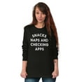 thumbnail image 4 of Snacks Naps Checking Apps Lazy Chill Plus Size Long Sleeve Graphic Tee Shirt Brisco Brands 2X, 4 of 5