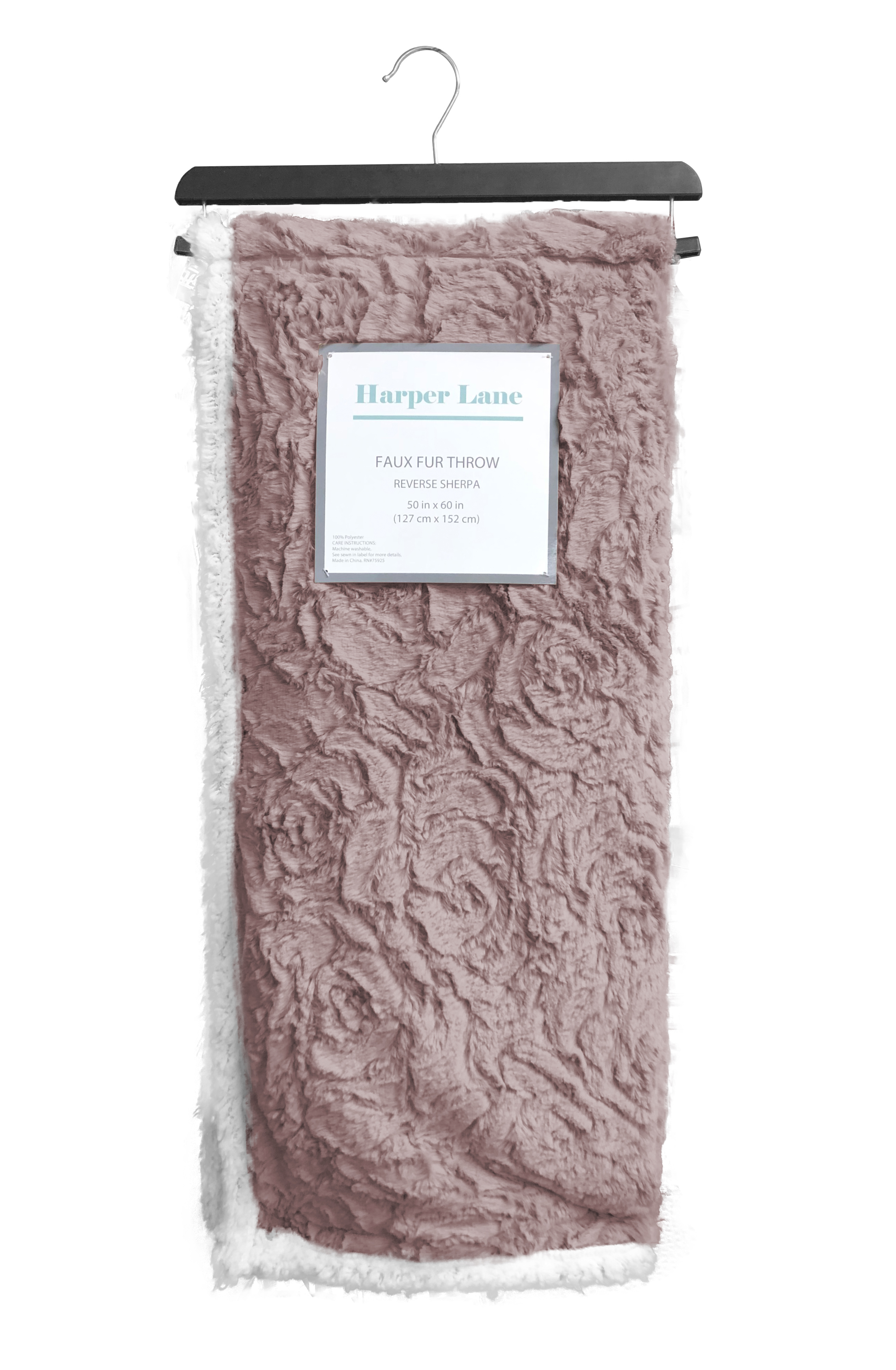 Beverly Faux Fur Sherpa Throw Deep Rose 50x60 inches