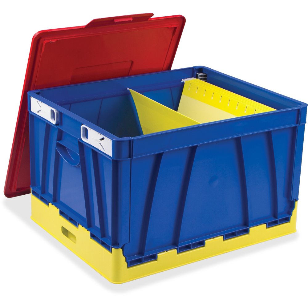 Storex 4 Piece Collapsible Crates, Red, Blue, Yellow, 4 / Set (Quantity