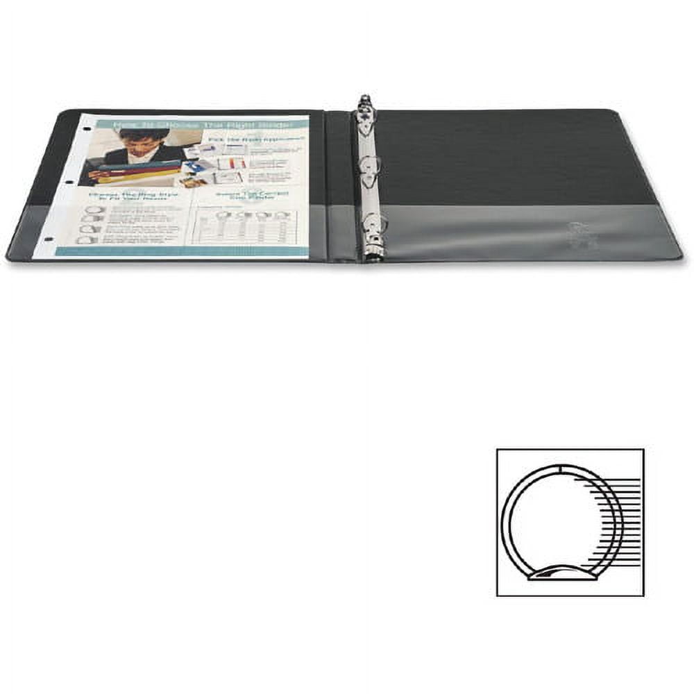 Business Source Basic Round Ring Binders 1/2" Binder Capacity - Letter - 8 1/2" x 11" Sheet Size - Round Ring Fastener(s) - Vinyl - Black - 8.96 oz - 1 Each