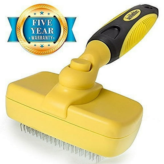 barkOutfitters Cat Slicker Brush - Quick Self-Cleaning Pro Quality Grooming Comb - 5 Year 100% Guarantee - Ergonomic Soft Grip Handle - Eliminates Mats & Tangles Shedding & Hairballs