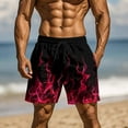 thumbnail image 2 of ZCFZJW Men's Swim Trunks Quick Dry 3D Flame Pattern Printed Beach Board Shorts with Pockets Lightweight Drawstring Elastic Waist Bathing Suits Watermelon Red XL, 2 of 9