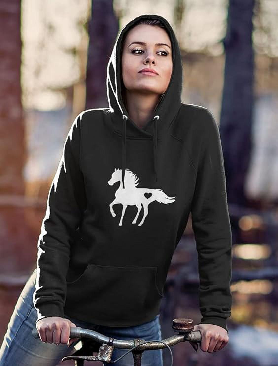 Tstars Women's Horse Lover Hoodie - Ideal Gift for Equestrians - Perfect Winter Birthday Gift for Women who Love Horses - Love Horses Graphic Print - Warm & Cozy Long-Sleeve Top