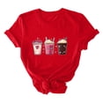 thumbnail image 4 of mihongmao Valentine Day Tops for Women Casual Round Neck Short-sleeved Christmas Tree Printed T-shirt Red XL, 4 of 5