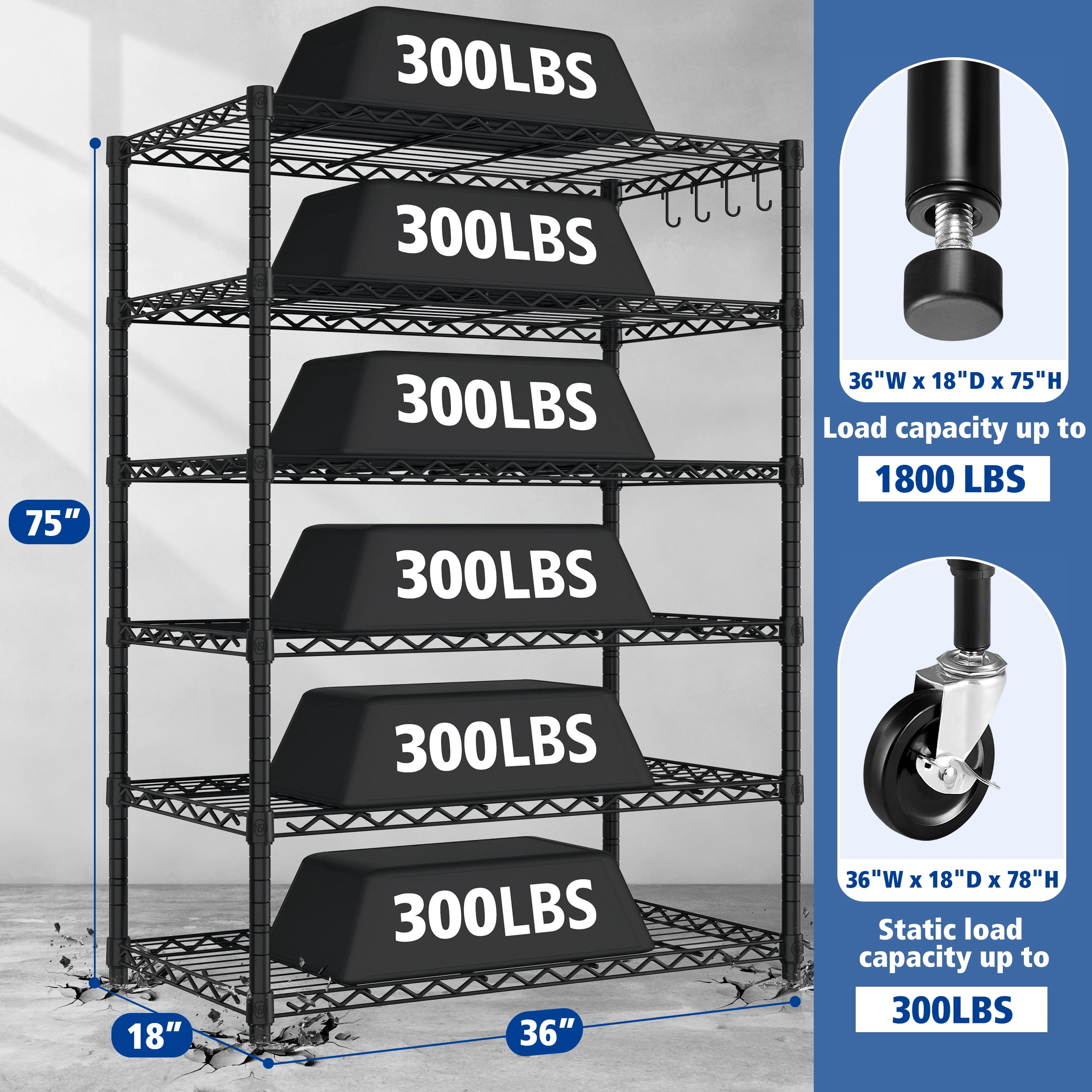TrumanPick 6-Tier Wire Shelving Unit Metal Shelf,Wire Rack