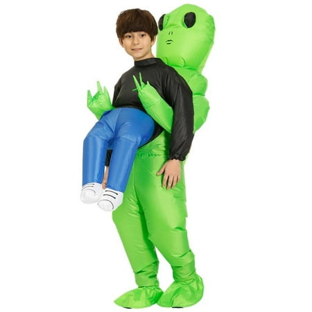 Children Adult Halloween Party Festival Stage Children Inflatable Monster Costume Scary Green Alien Cosplay