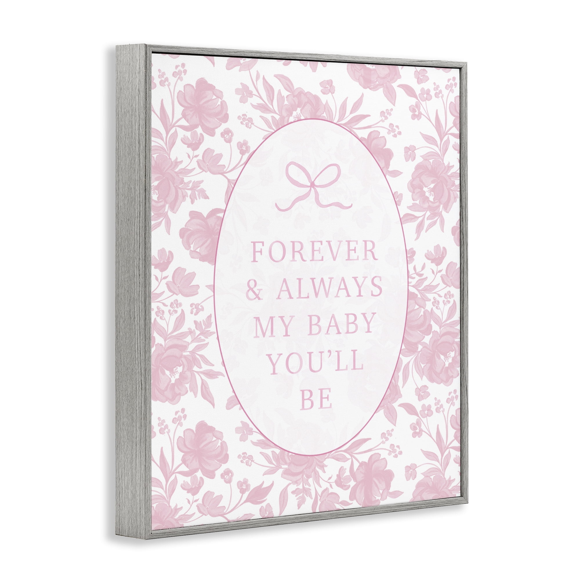Stupell Industries Forever and Always Pink Florals Gray Framed Giclee Art, design by Cherrywood Lane