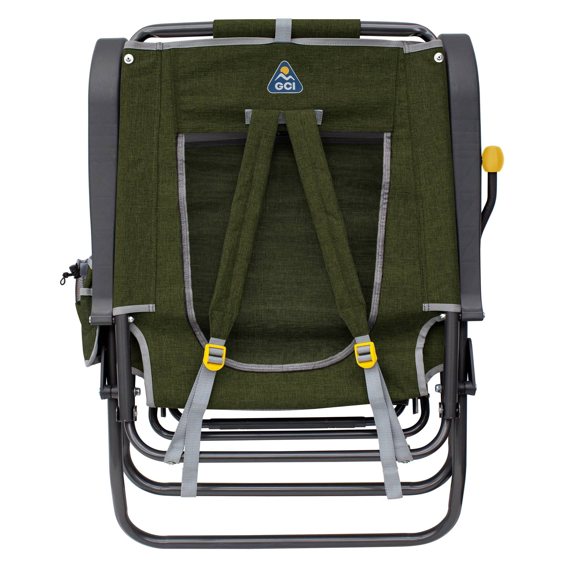 GCI Outdoor Legz Up Lounger Folding Reclining Camping Chair with Adjustable Leg Rest, Heathered Loden