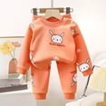 thumbnail image 2 of Enyan Baby Boys Fall Winter Outfit Long Sleeve Cute Cartoon Print Top and Relaxed Fit Pant 2Pcs Set Toddler Boy Clothes（Orange,18-24 Months）, 2 of 6