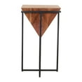 thumbnail image 2 of 26 Inch Pyramid Shape Wooden Side Table With Cross Metal Base Brown and Black - Saltoro Sherpi, 2 of 5