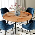 thumbnail image 5 of Elastic Fitted Round Tablecloth, Marble Burnt Orange Waterproof Stretch Table Cover for 45"-54" Tables, Modern Abstract Ink Painting Luxury Washable Outdoor Tablecloths for Patio, Picnic, Camping, 5 of 9
