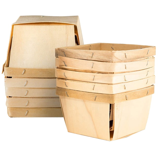 10pcs Bread Basket Wood Fruit Basket Kitchen Restaurant Storage Basket Berry Basket