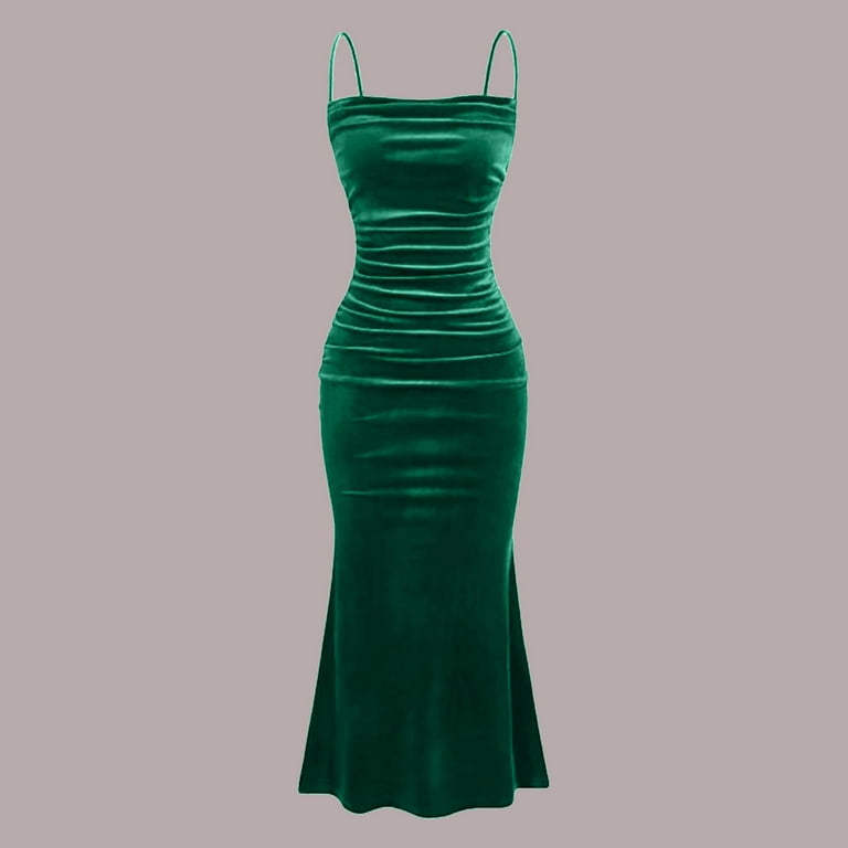 olive green spaghetti strap dress ZAPAKA Women Olive Long Bridesmaid Dress A-Line Sleeveless Wedding Guest Dress, Olive / US26W main image 1