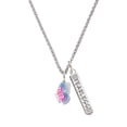 thumbnail image 1 of Delight Jewelry Silvertone Translucent Hot Pink & Blue Flying Butterfly Silvertone Fearless Bar Charm Necklace, 23", 1 of 4