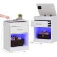 thumbnail image 2 of Auromie Set of 2 Nightstand with Charging Station and LED Lights, Bedside Table with Hidden Compartment for Valuables Storage, Concealment Furniture with Lock Cabinet and Power Outlets… (Whie- 2pcs), 2 of 8