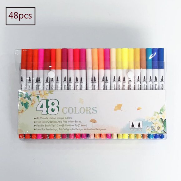 48 Colors Acrylic Paint Markers Waterproof Acrylic Pens Markers Watercolor pen with soft tip