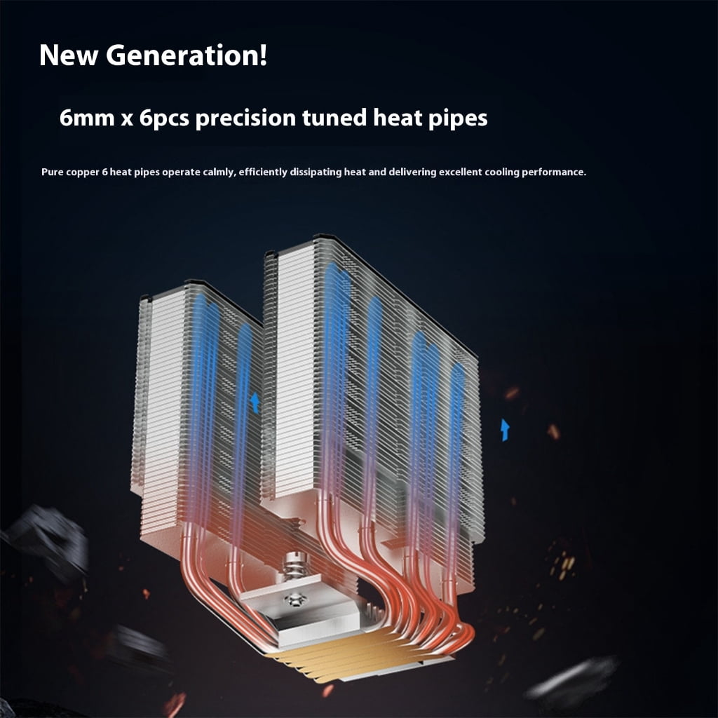 WINDLAND Compactly 145mm ARGB CPU Air Coolers 6Thermal Tube PWM Intelligent CPU Fan Control For Gaming PCs And Workstations