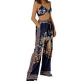 thumbnail image 4 of KOMOO 2Pcs Women's Plus Boho Outfits Peacock Print V-Neck Sleeveless Crop Tops Wide Leg Loose Pants, 4 of 9