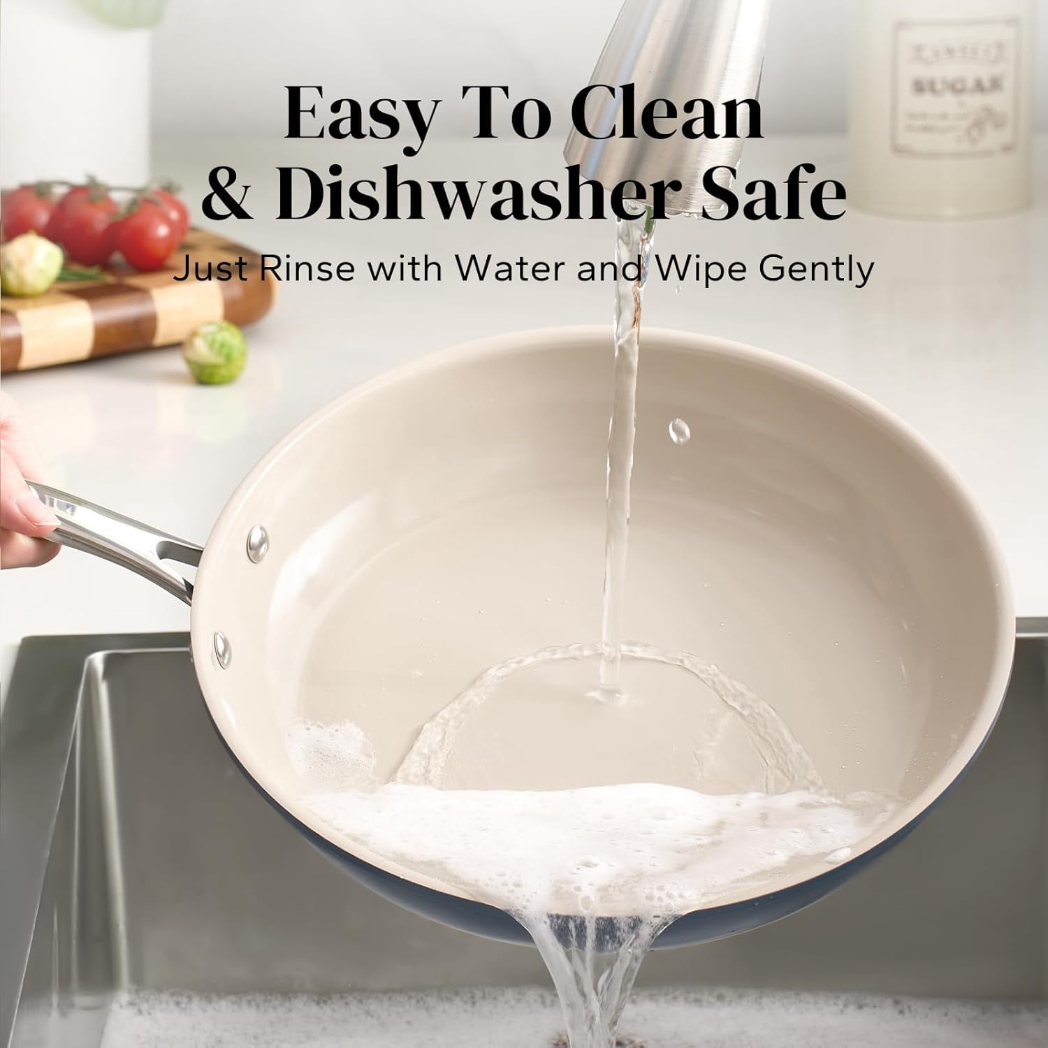 Ceramic Non-Stick Frying Pan with Cool Handle, All Stovetops, Dishwasher Safe, PFAS-Free