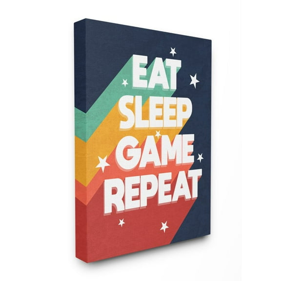 Stupell Industries Eat Sleep Game Repeat Quote Pop Video Game Phrase Canvas Wall Art Design by Daphne Polselli, 24" x 30"