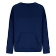thumbnail image 4 of miqiqism Women's Oversized Sweatshirt Juniors Crew Neck Long Sleeve Hoodless Shirt Casual Crew Pullover Tops Fall 2024 Teen Girl Preppy Clothes with Pockets,Navy,Medium, 4 of 5