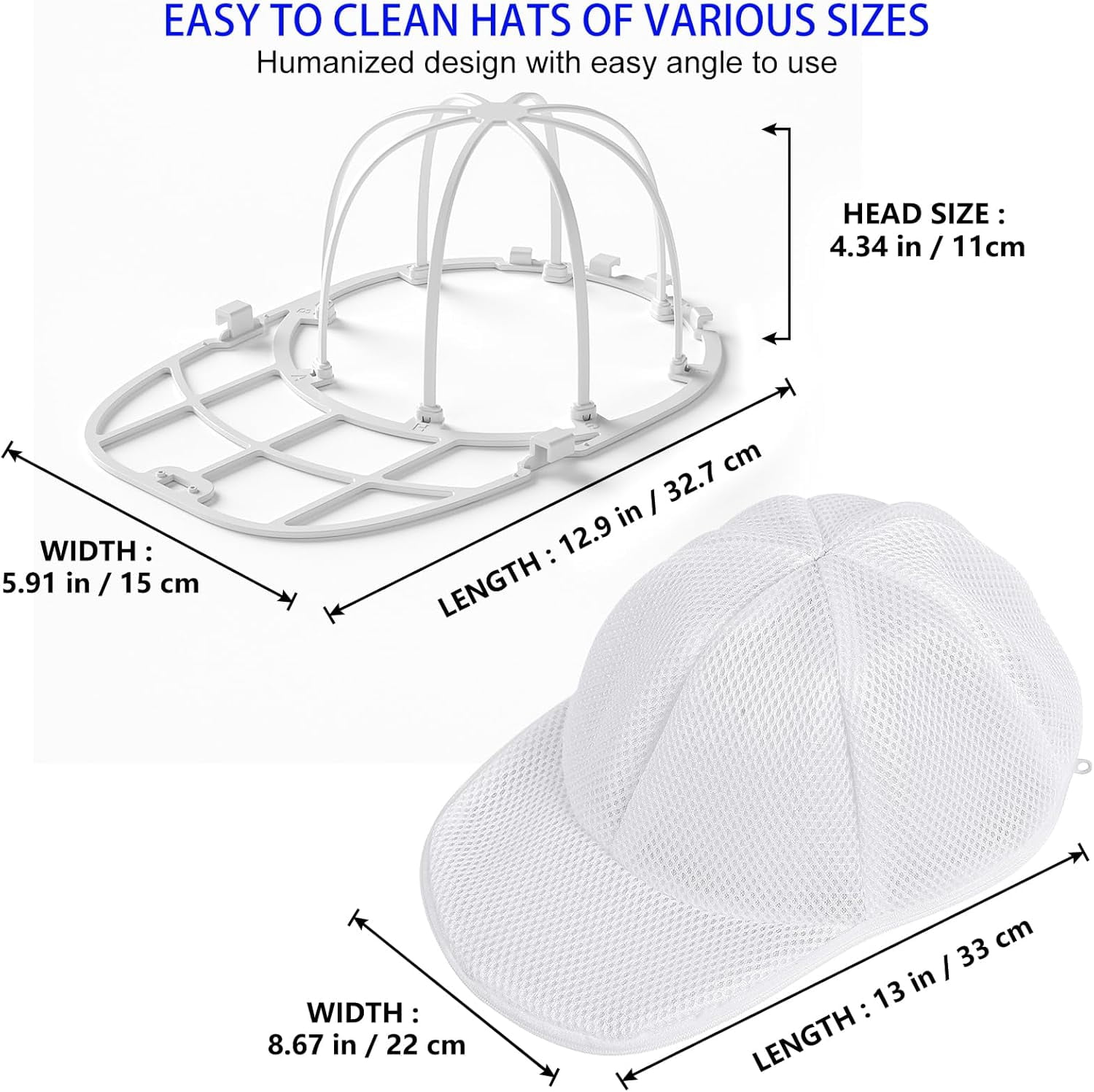 NestE Hat Washer Cage Hat Cleaner for Baseball Caps Fit for Adults and Kids Hats (Black)