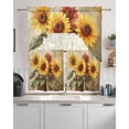thumbnail image 2 of Spring Sunflowers Kitchen Curtains Sets 36 Inch Length with Valance, Abstract Oil Painting Floral Leaf Plant Swag Valances and Tiers Curtain Set Drapes Swag Curtains for Living Room, Bathroom, 2 of 6