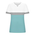 thumbnail image 5 of WCMZJ Plus Size Tops for Women Color Block Casual T-Shirt Short Sleeve V Neck Tunic Oversized Shirts Sky Blue 4XL, 5 of 5