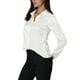 thumbnail image 4 of Blusa de satén para mujer Inspire Chic, de manga larga, camisa de trabajo de oficina con botones, talla XL, blanca, 4 of 6