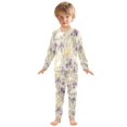 thumbnail image 6 of FORMRS Long Sleeve Top and Pants Pajama Set for Niños 2-Piece Sleepwear, Sizes 18M-8Y, Purple Floral Rabbit, 6 of 6